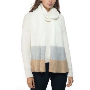 Style & Co Ribbed Knit Striped Muffler Scarf‎ Ivory Combo NWT